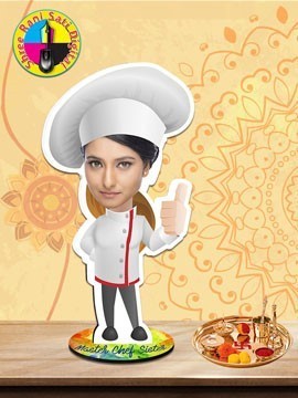 Personalised Caricature On Hardboard Cutout - Female Chef
